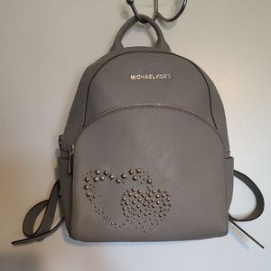 MICHAEL KORS Gray Backpack with Studded Heart Detail